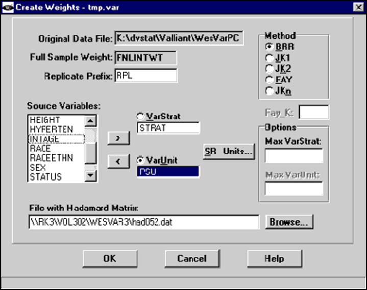 Create Weights screenshot